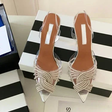 SunshineGlow 2025 β Rhinestone Sunflower Transparent Sandals