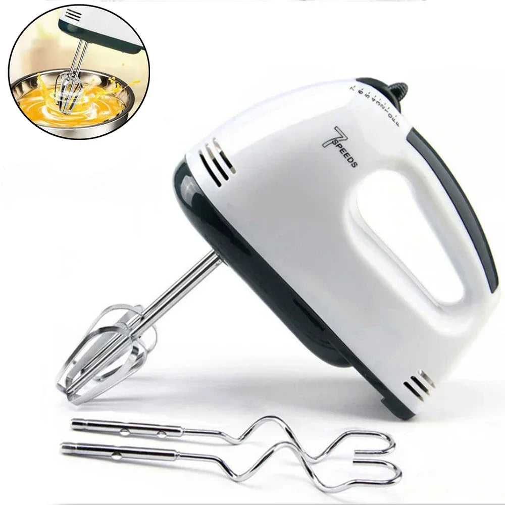 White Handheld Electric Egg Beater β 7-Speed Mini Mixer for Eggs, Cream & Baking