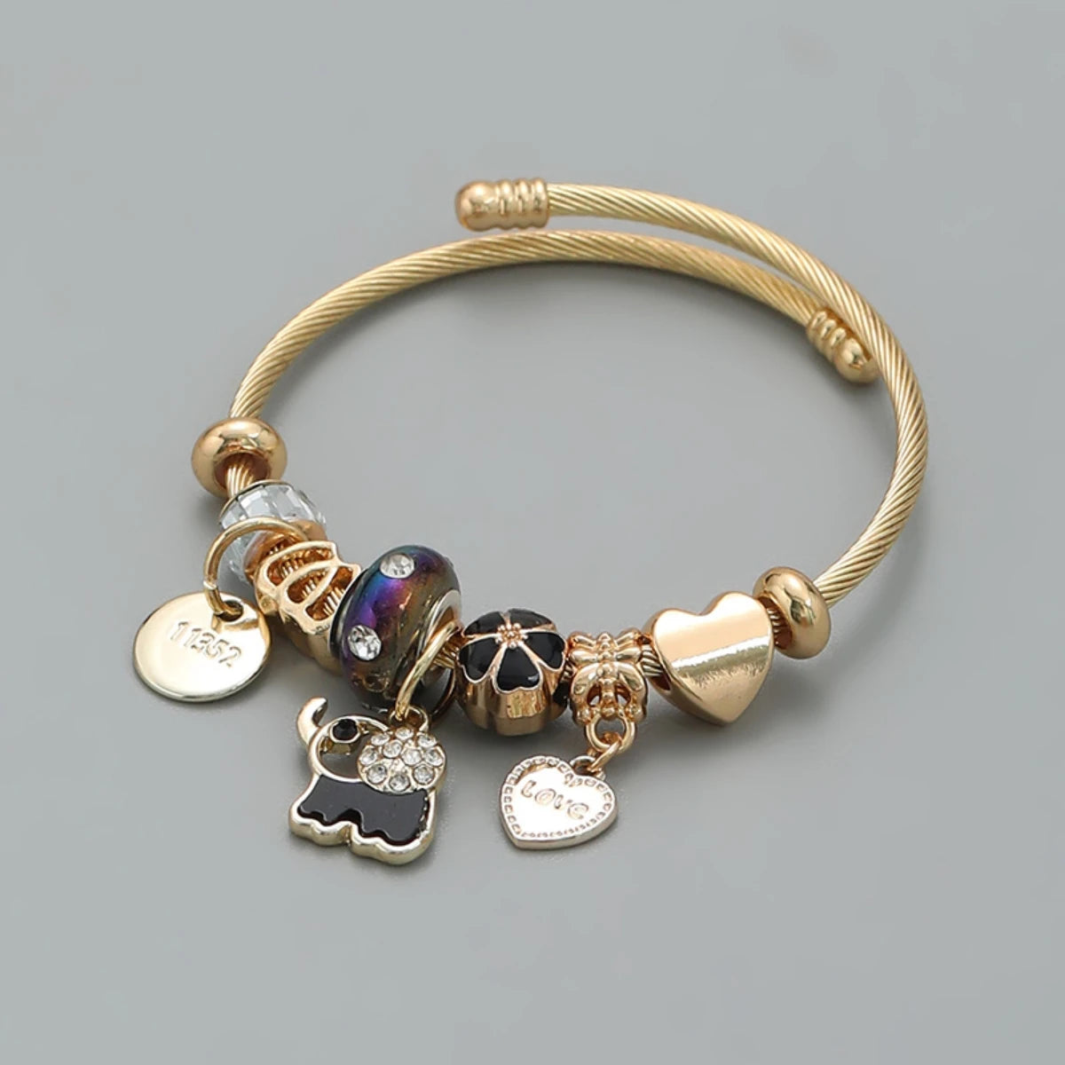 Fashion Stainless Steel Multi-Element Love Beaded Bracelet for Women
