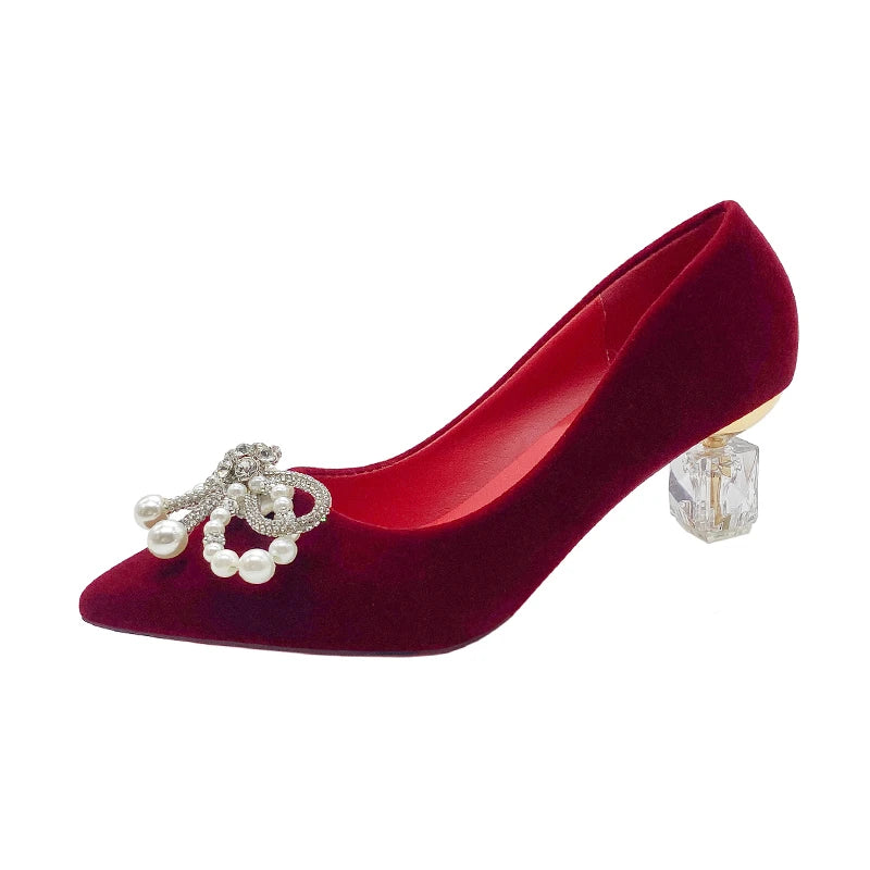 PearlStep β Bridal Thick Heel Xiuhe Shoes