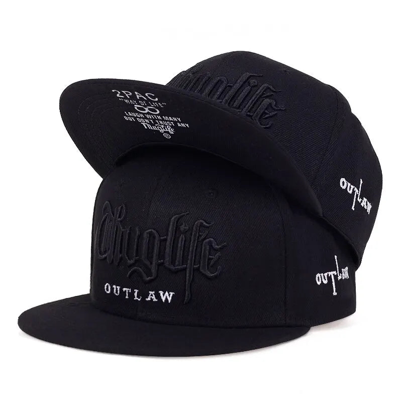 Thug Life Embroidered Snapback Cap β Adjustable Hip-Hop Baseball Hat for Adults