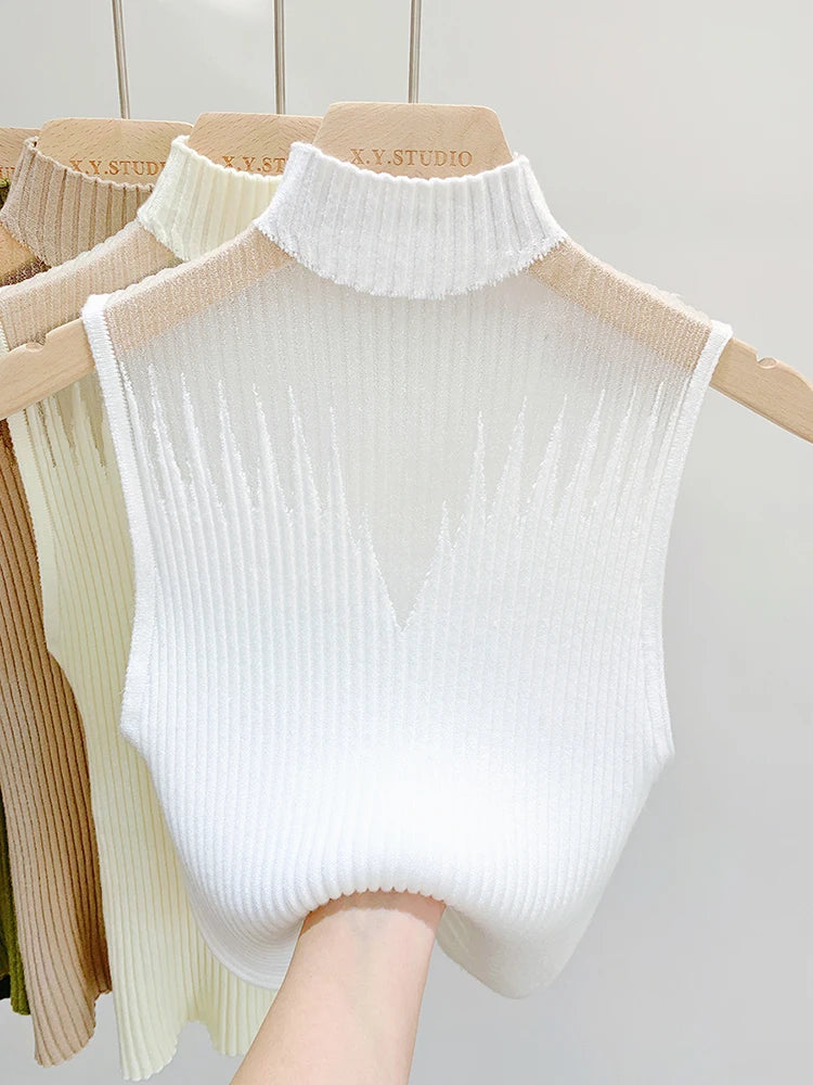 MeshMuse – Women's Y2K Cut-Out Knitted Tank Top