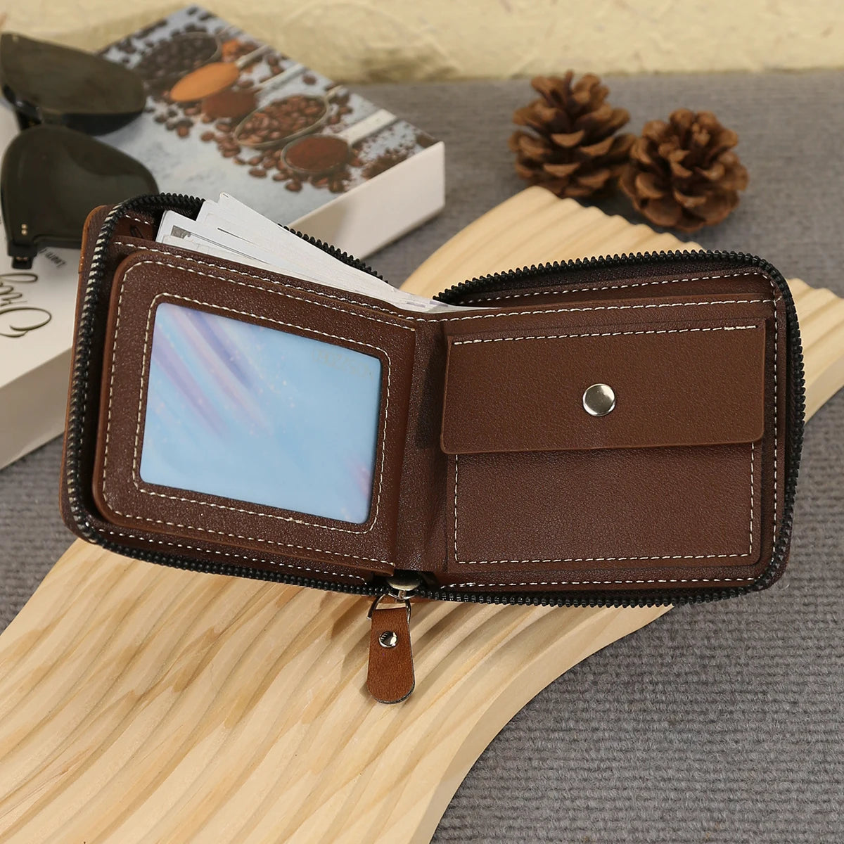 Classic Men's Zipper Business Wallet β Multi-Card Short Wallet with Large Capacity