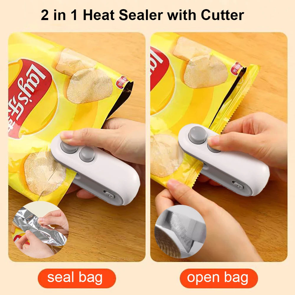 2-in-1 Mini Bag Sealer β Rechargeable Heat Sealer & Cutter for Food Storage