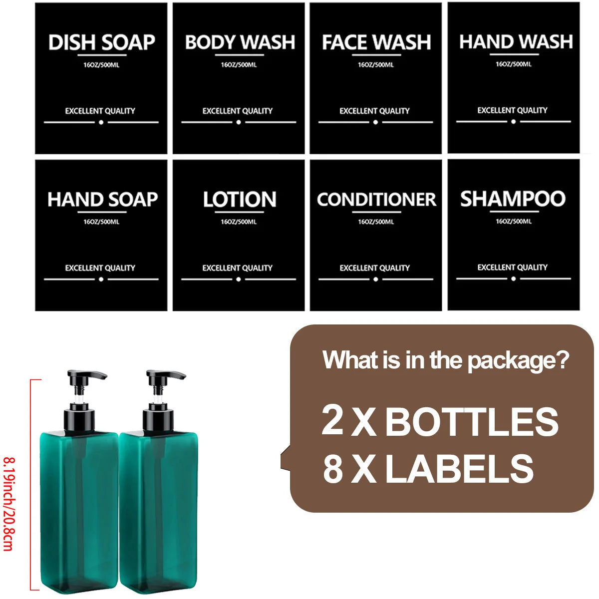 Soap Dispenser β 500ml Refillable Bottle with Labels
