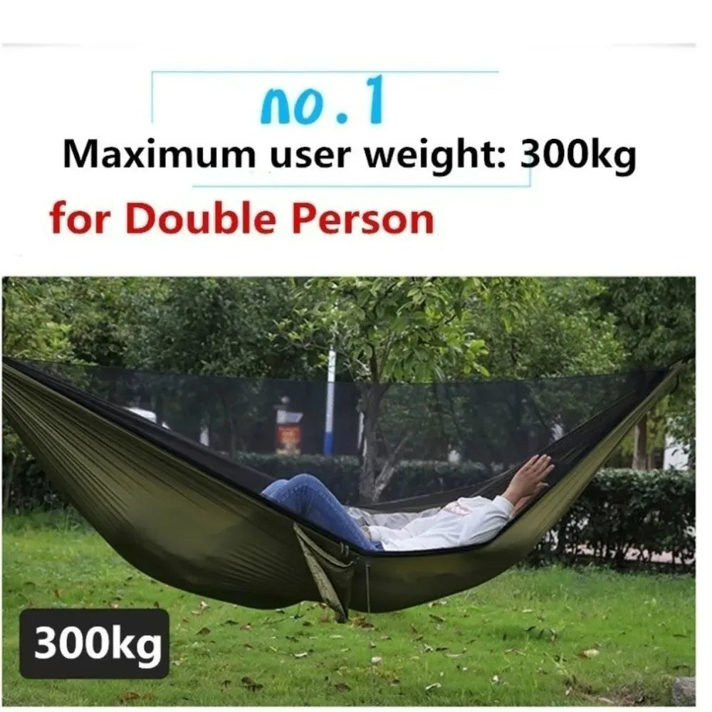 Outdoor Camping Hammock with Mosquito Net β Lightweight Parachute Fabric, 250Γ120cm