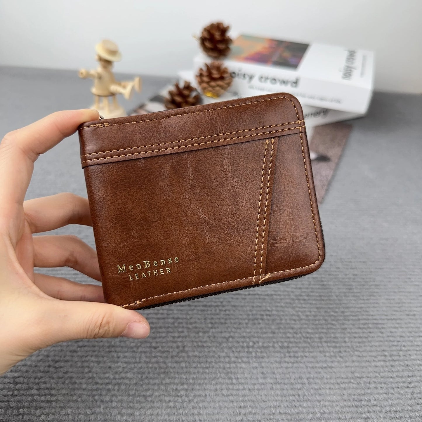 Classic Men's Zipper Business Wallet β Multi-Card Short Wallet with Large Capacity
