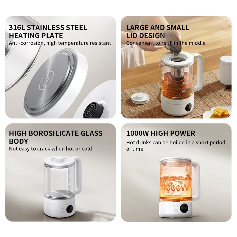 Xiaomi Mijia Health Kettle S1 β 1.5L Multifunctional Glass Kettle with 316L Steel Plate, 1000W