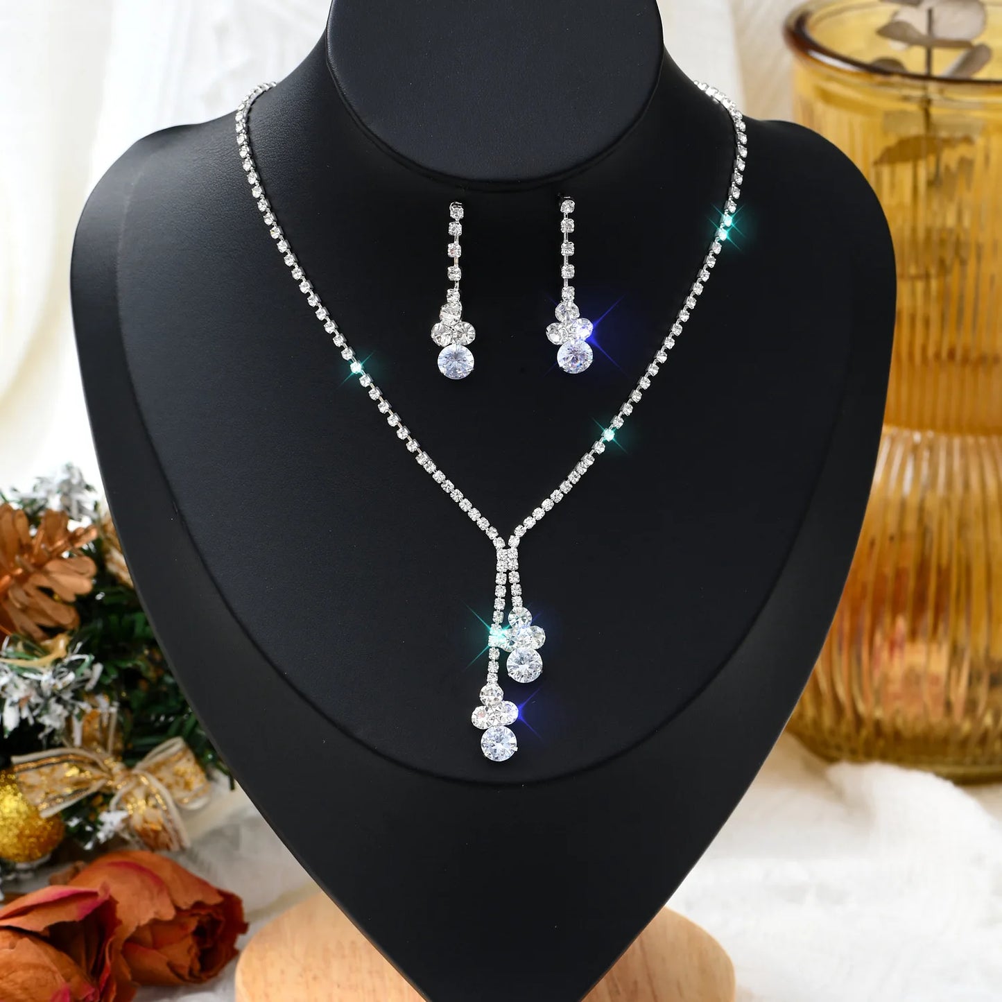Elegant Teardrop Jewelry Set β Necklace & Earrings for Weddings & Parties