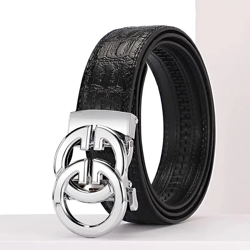 EliteBuckle β Men's Genuine Leather Belt with Luxury Automatic Alloy Buckle