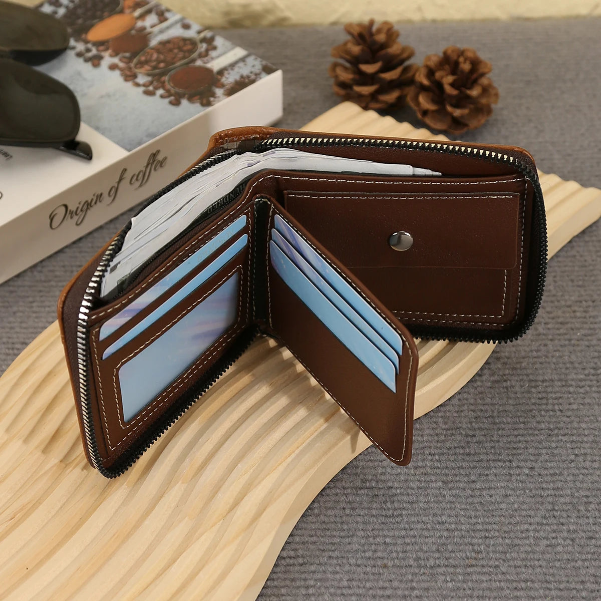 Classic Men's Zipper Business Wallet β Multi-Card Short Wallet with Large Capacity