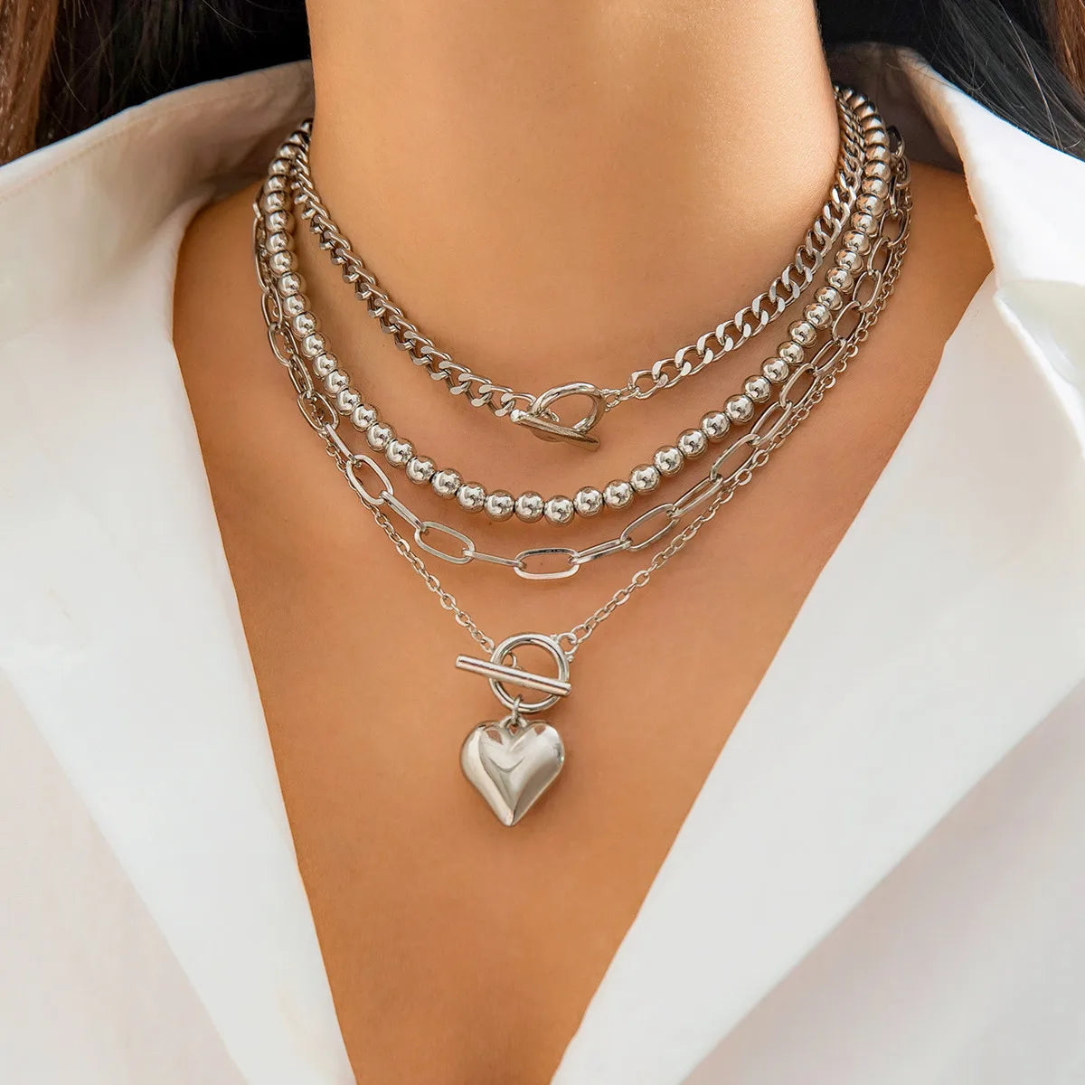 Golden Edge β 4PCS Y2K Heart Pendant Necklace Set