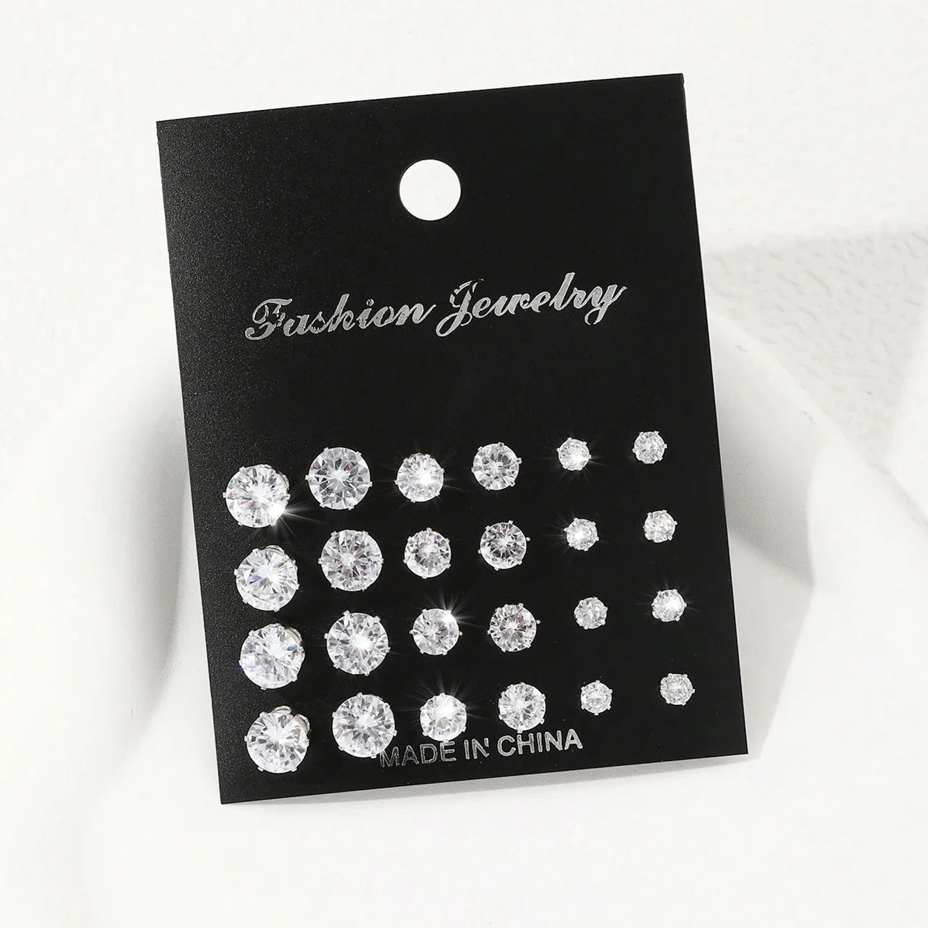 ZircaGlow β 12 Pairs Elegant Zirconia Stud Earrings Set