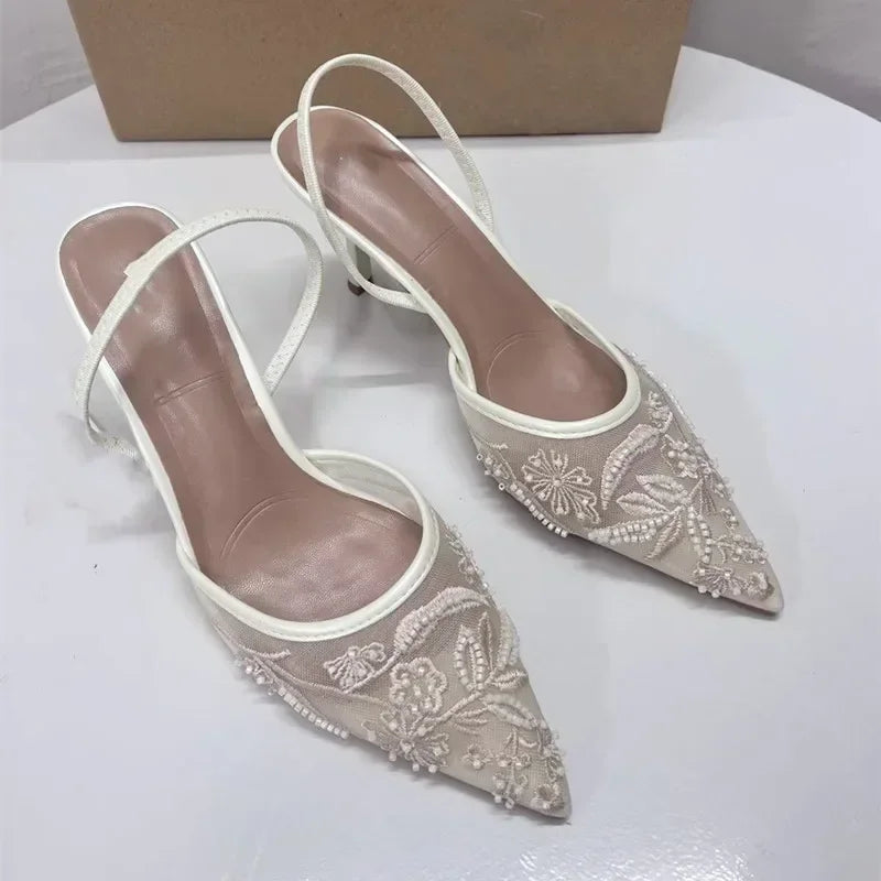 MeshMuse β Printed Stiletto Pointed Mules