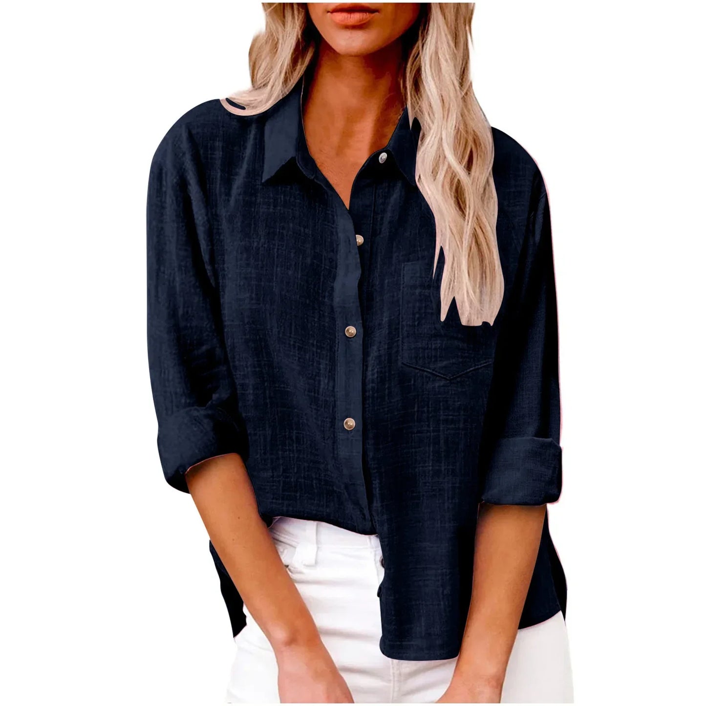 LinoChic β Cotton Linen Long Sleeve Shirt for Women
