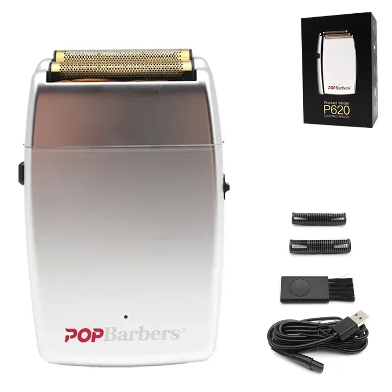 POP Barbers P620 Double Foil Electric Shaver β 11000 RPM USB Beard Trimmer for Men