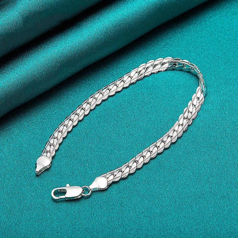 SilverLink β 925 Silver Flat Chain Bracelet (Unisex)