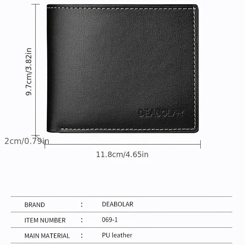 Men’s Slim PU Leather Folding Wallet – Thin Credit Card Holder