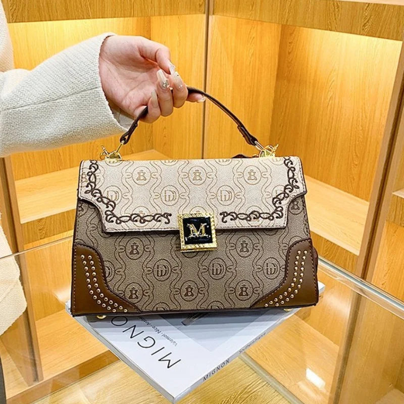 RetroBloom β Wide Strap PU Leather Crossbody Bag