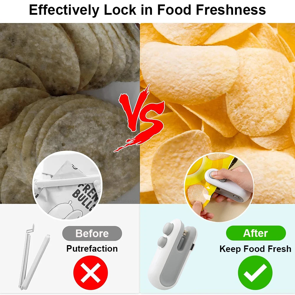 2-in-1 Mini Bag Sealer β Rechargeable Heat Sealer & Cutter for Food Storage