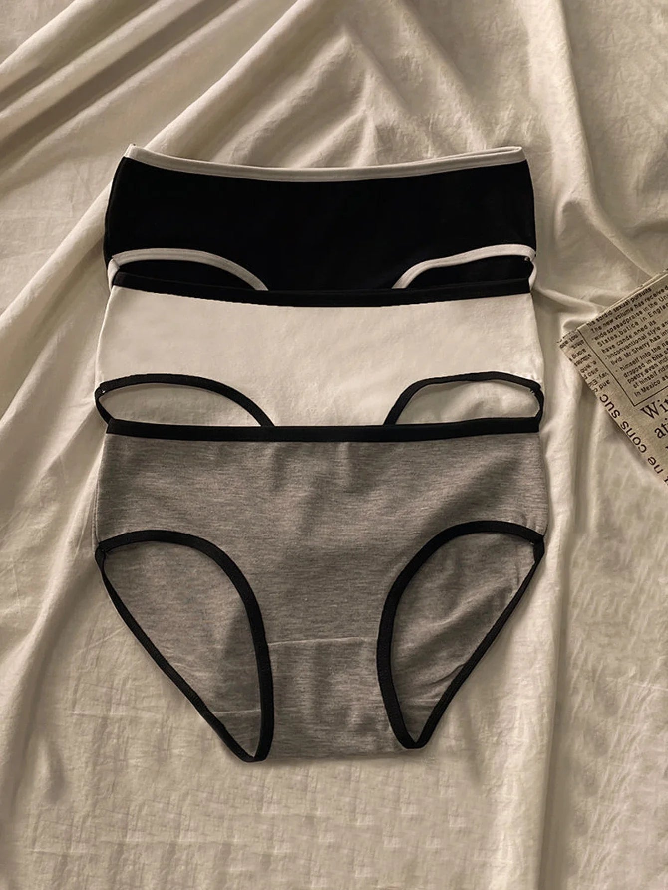3-Piece Cotton Minimalist Underwear Set β Mid Waist Japanese-Inspired Triangle Bras for Women