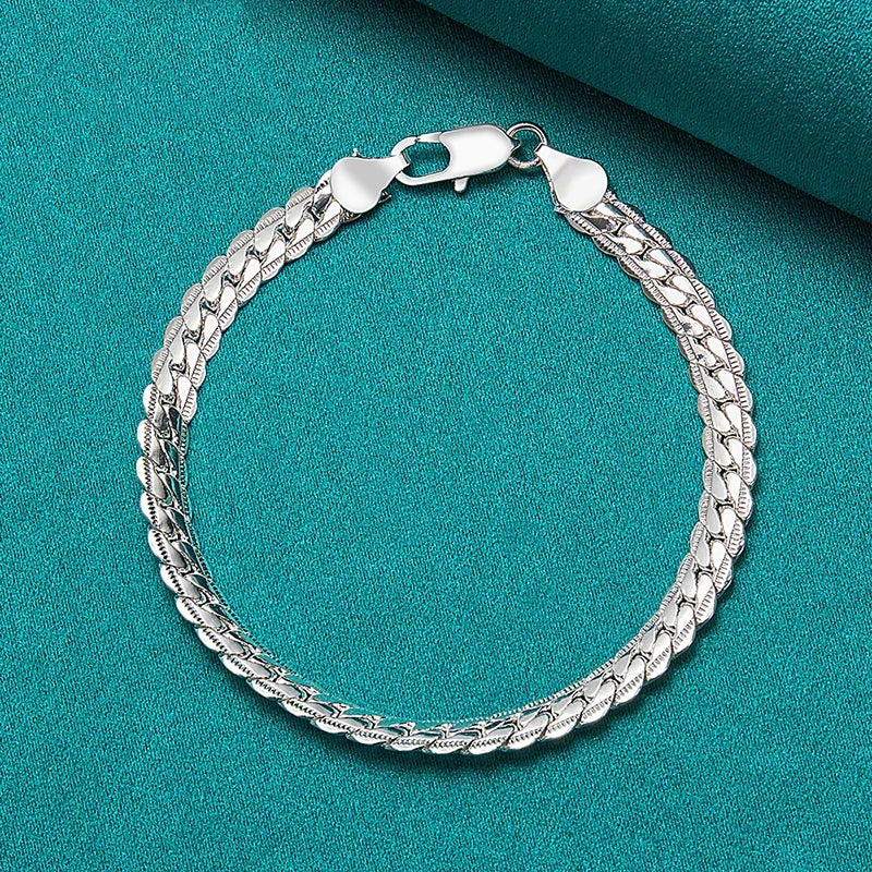 SilverLink β 925 Silver Flat Chain Bracelet (Unisex)