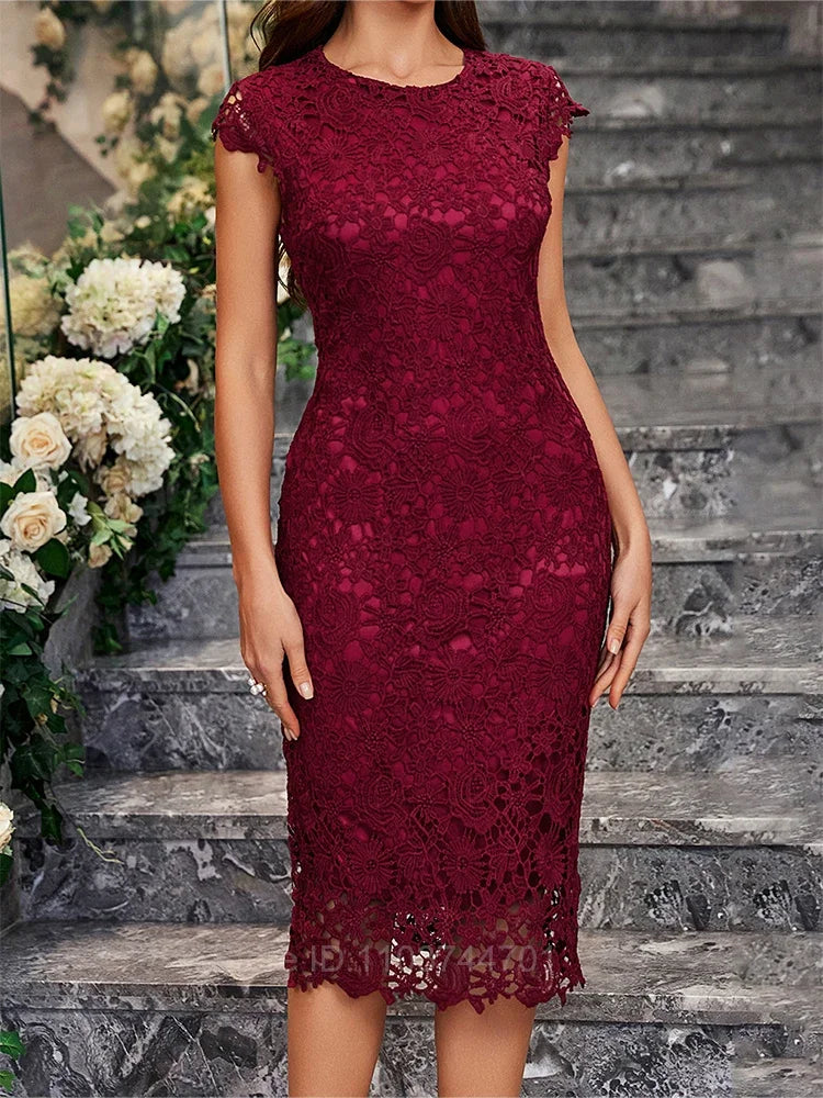 BlueWhisper β Sleeveless Lace Mini Dress with Ruffles & Hollow Out Design