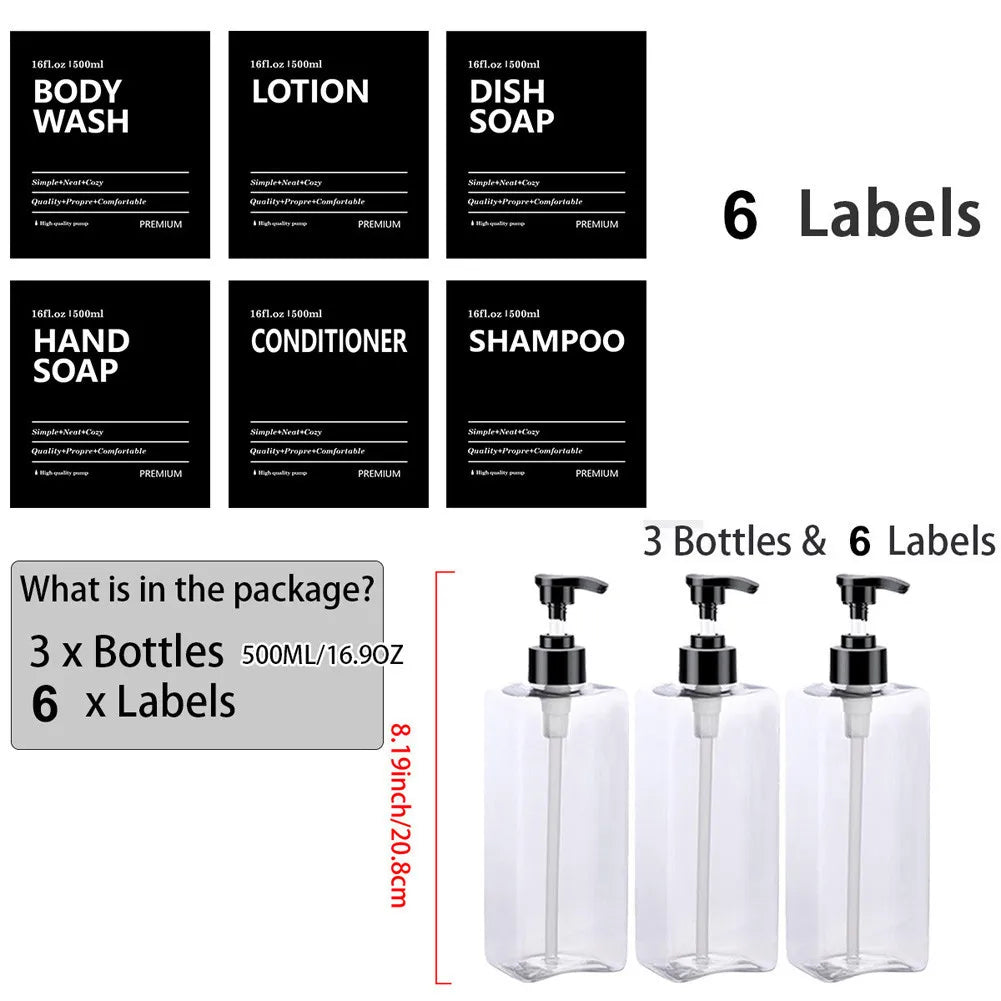 Soap Dispenser β 500ml Refillable Bottle with Labels