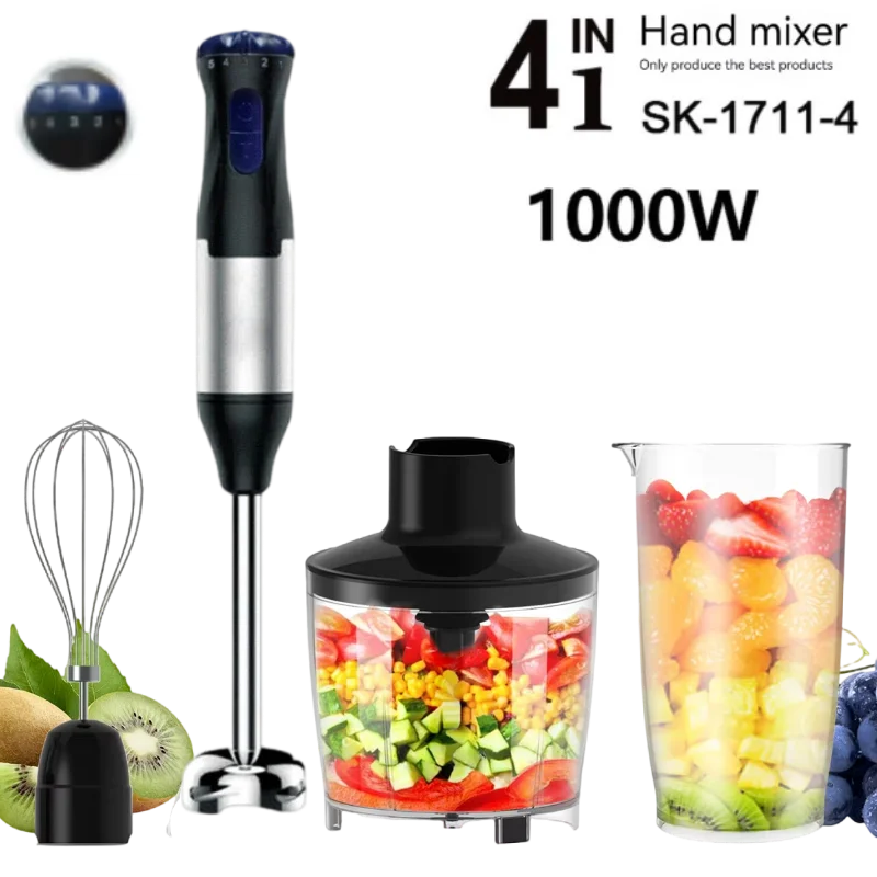 1000W Hand Immersion Blender β 4-in-1 Stick Mixer with Beaker, Chopper & Whisk