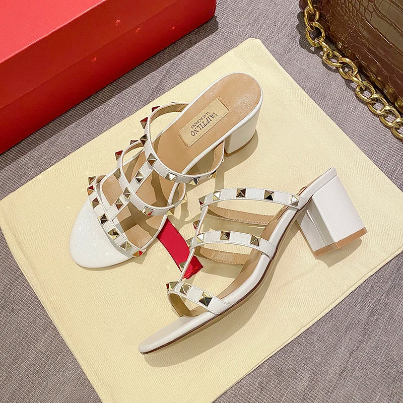 SilverGladiator 2025 β Luxury Rivet Leather Heeled Sandals
