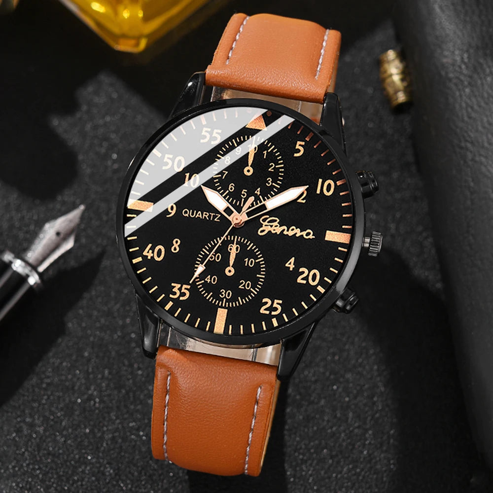 Hip Hop Men’s Luxury Watch & Bracelet Set – Sporty Street Style Wristwatch