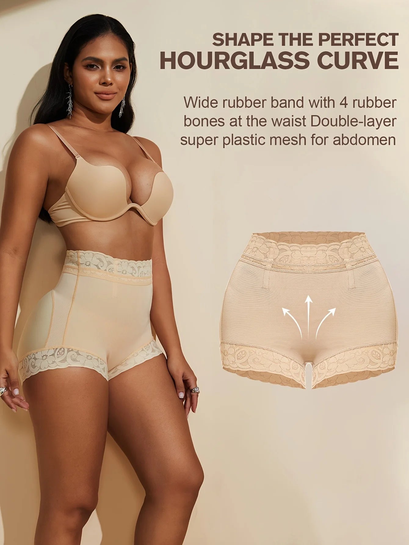Faja FeelinGirl Lace Trim Sculpting Panties β Comfy & Breathable Butt Lifting Underwear