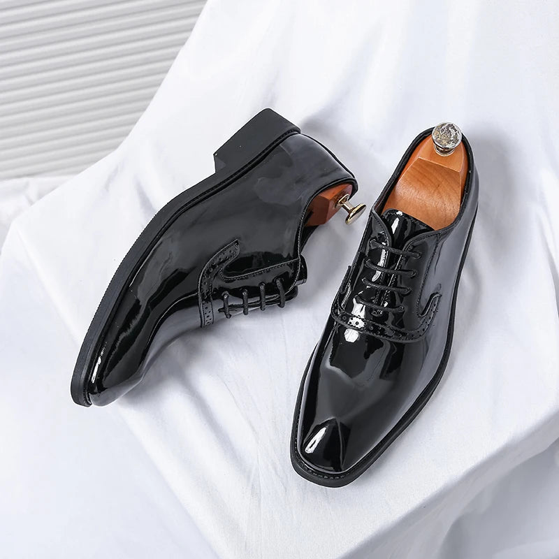LuxeShine – Men’s Patent Leather Oxford Dress Shoes