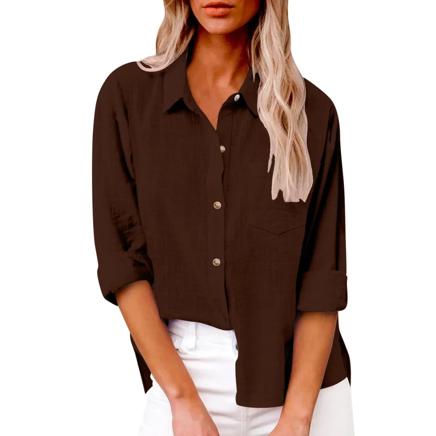 LinoChic β Cotton Linen Long Sleeve Shirt for Women