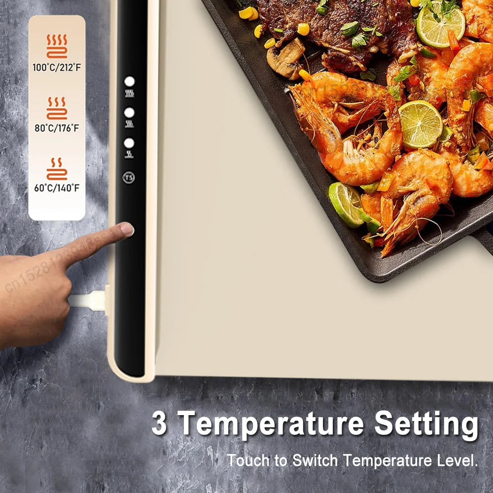 Foldable Electric Warming Tray β Portable Full-Surface Food Warmer Mat