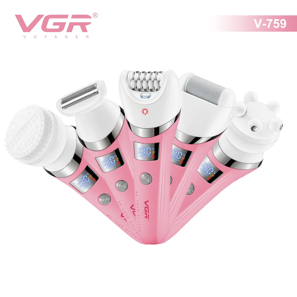 VGR V-759 5-in-1 Waterproof Electric Hair Trimmer & Epilator for Women
