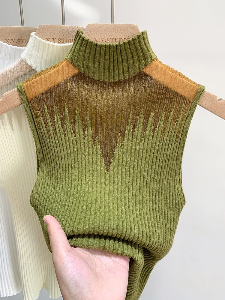 MeshMuse – Women's Y2K Cut-Out Knitted Tank Top