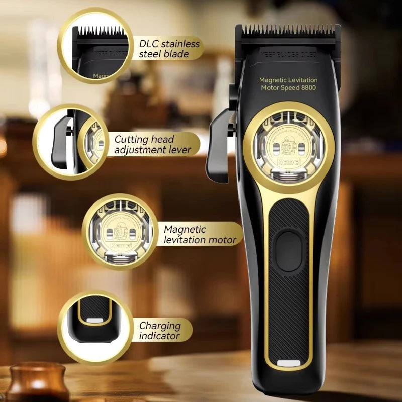 Kemei KM-2373 Magnetic Motor Hair Clipper – Professional Men’s Trimmer with Charging Base