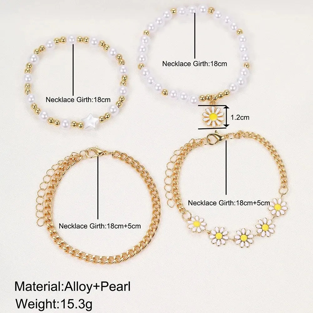StarBloom – 5PCS Girls’ Pearl & Charm Bracelet Watch Set