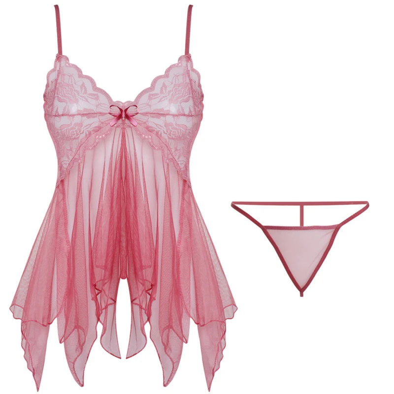 Erotic Lace Babydoll Lingerie β Open Crotch Sleepwear for Women