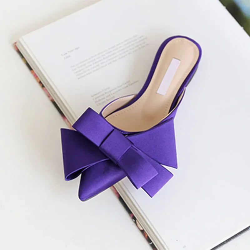 SilkBow 2025 β Korean Satin Pointed Flat Slippers