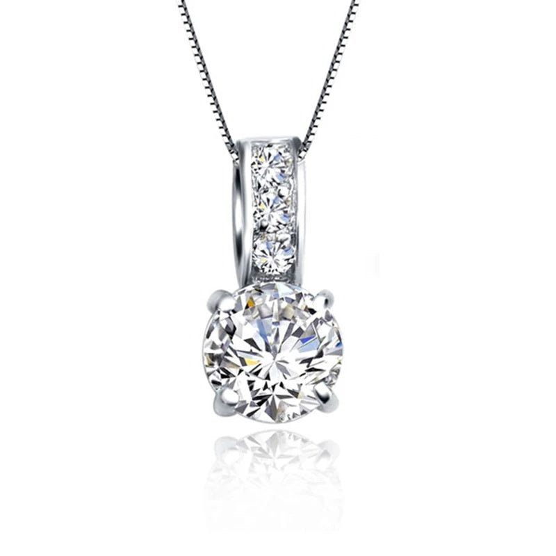 925 Sterling Silver Bridal Jewelry Set – Cubic Zirconia Pendant Necklace & Stud Earrings