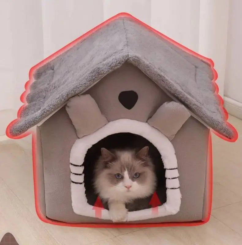 All-Season Indoor Pet House β Soft, Washable Bed with Removable Cushion for Cats & Dogs