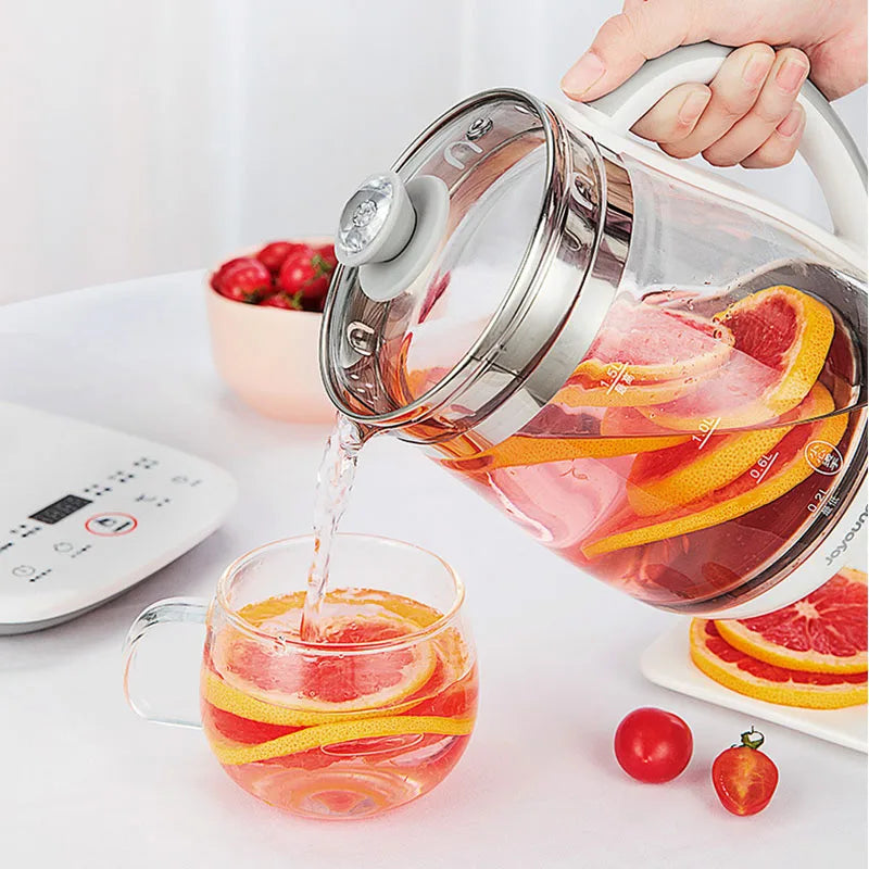 Jiuyang 1.5L Multifunctional Health Pot β 220V Glass Flower Teapot & Mini Dessert Cooker