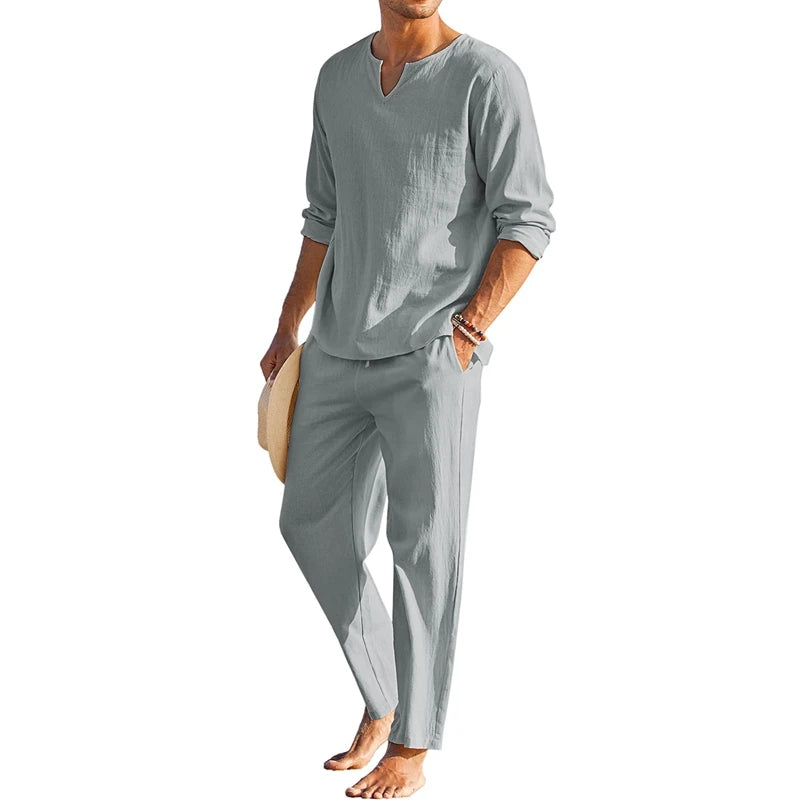 LinoSet – Men's 2-Piece Cotton Linen Loungewear