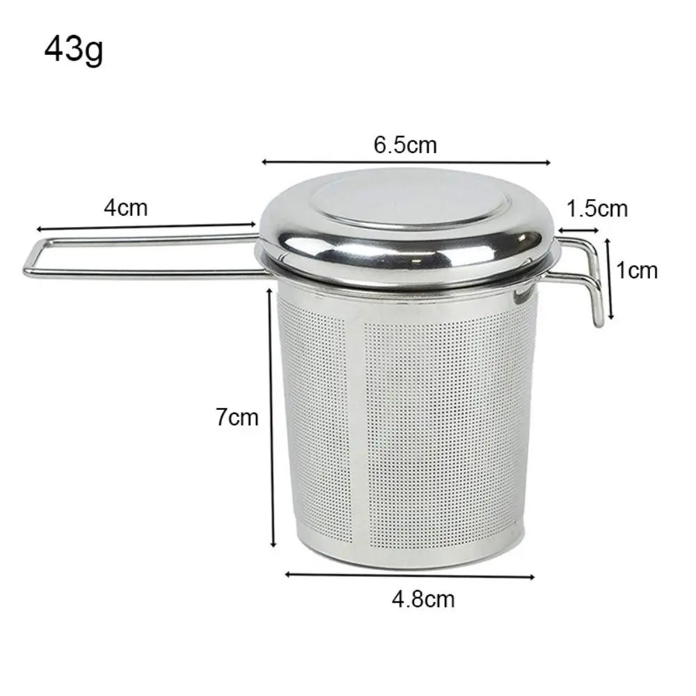 Tea Strainer β 304 Stainless Steel Brewer with Lid & Handles