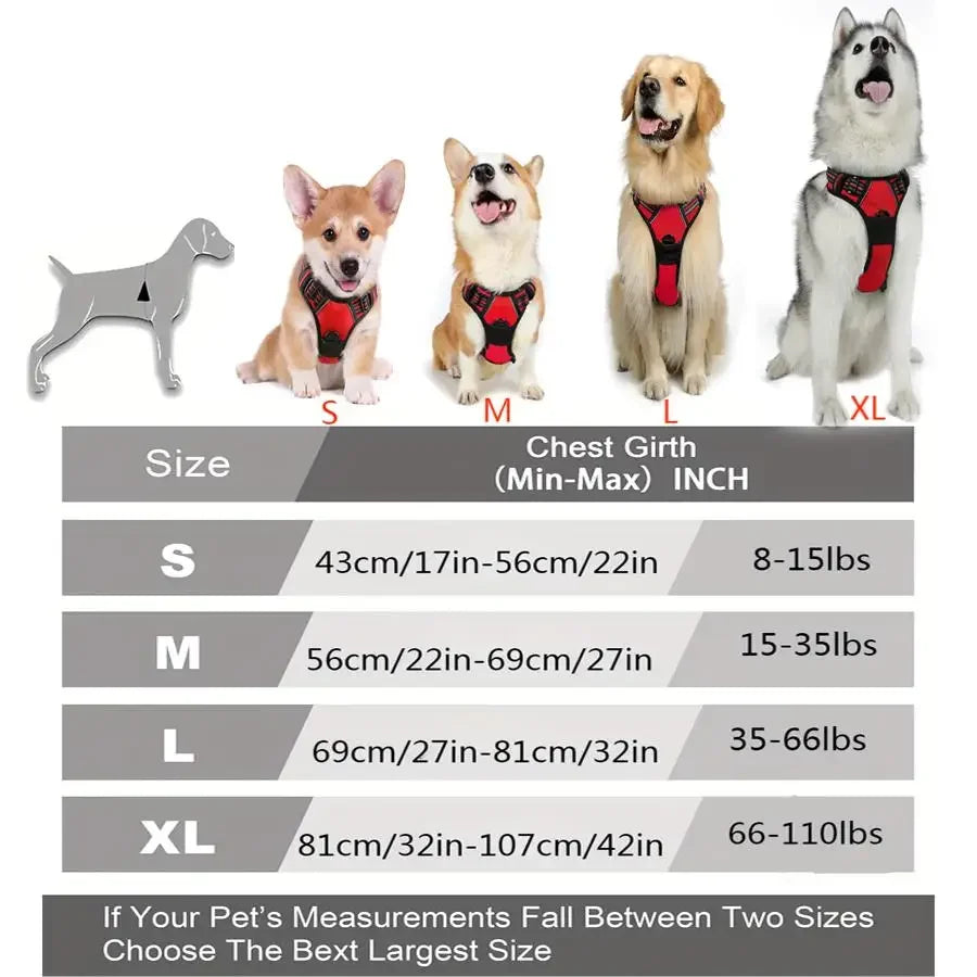 No-Pull Reflective Dog Harness – Front-Clip, Heavy-Duty with Handle for Large Dogs