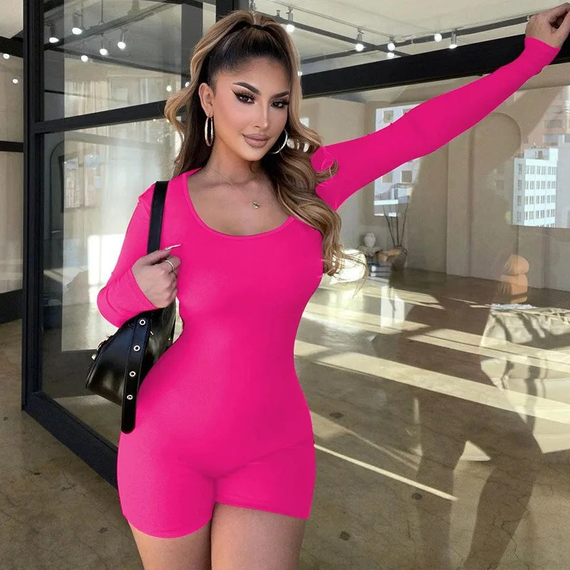 CurveFlex β Women's Black Bodycon Long Sleeve Romper