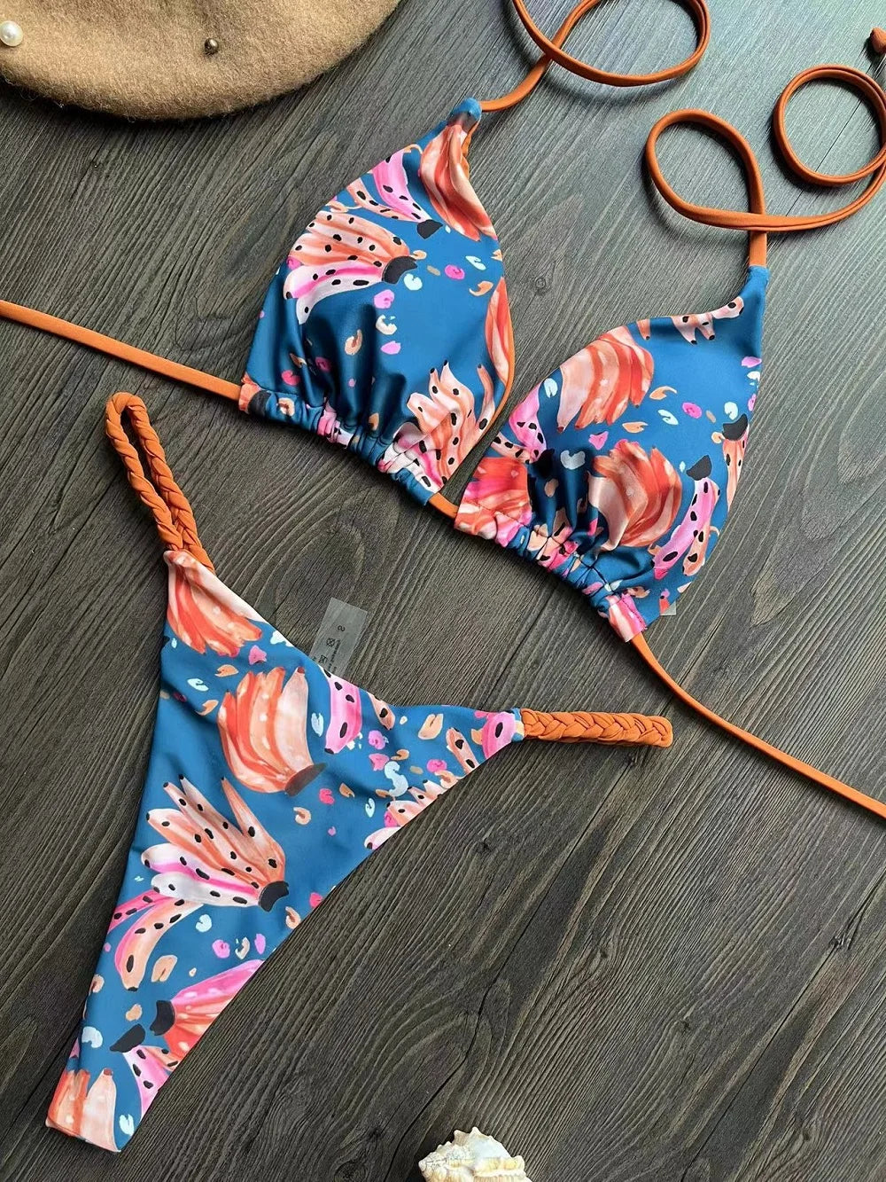 ZebraGlow β High Waist Brazilian Thong Bikini Set
