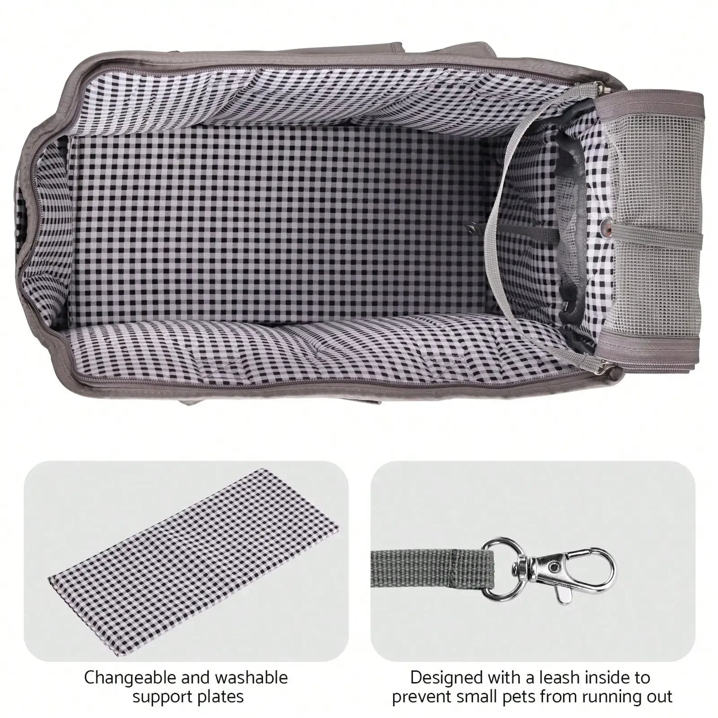 Women's Pet Carrier Handbag β Removable Dark Gray Purse for Small Dogs & Cats